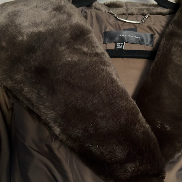 ZARA JACKET DOWN with faux fur collar and hood - Picture 10 of 13